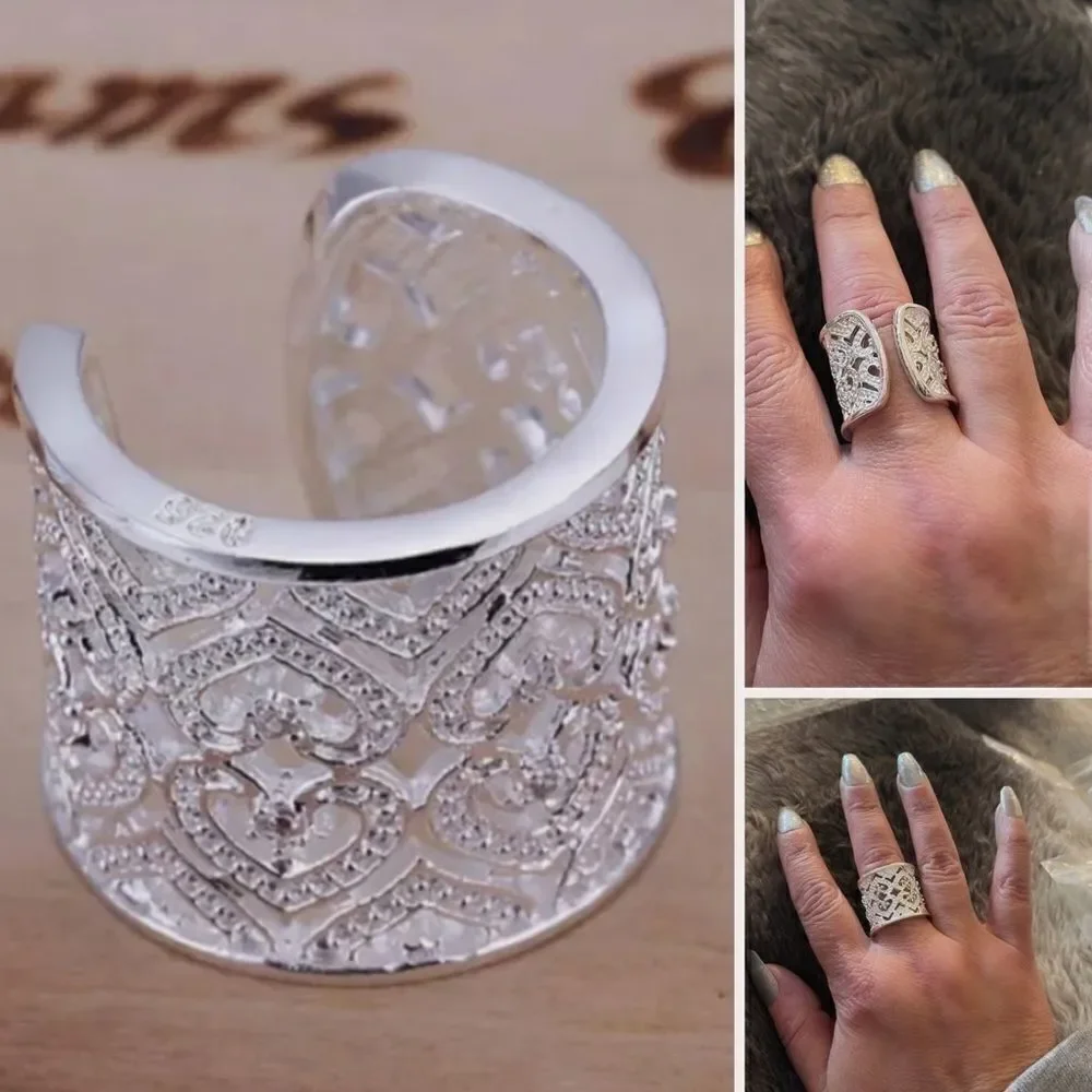The Paris crystal accented heart cuff open ring